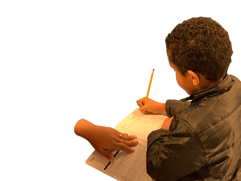 Boy writing Name