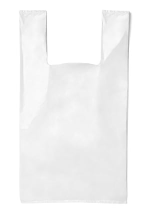 close up of  a white shopping bag on white background