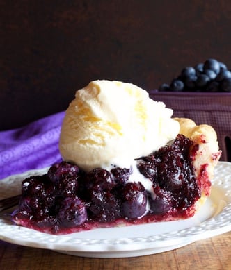 open blueberry pie